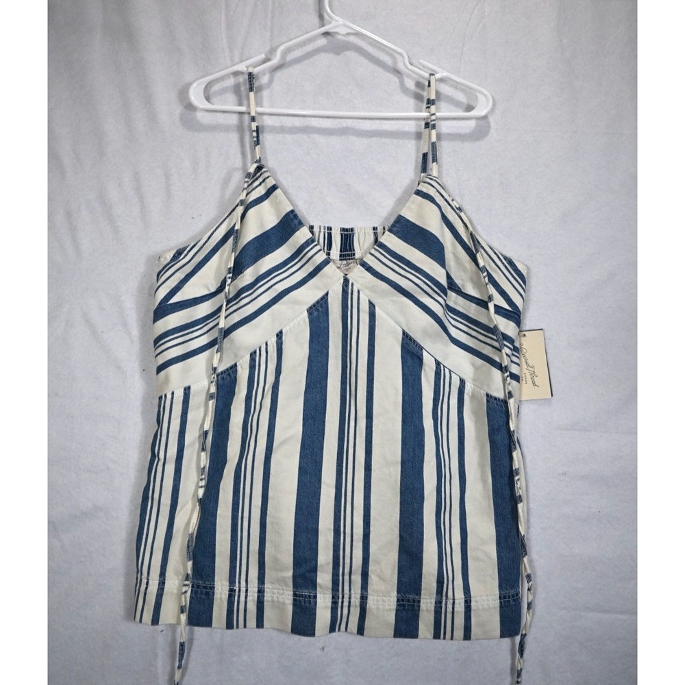 Universal Thread Striped Tank Top NWT Womens XL Blue White Tie Strap Camisole